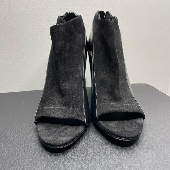 VINCE Black Boyard Two Tone Peep Toe Ankle Boots US 10 - Picture 2 of 10